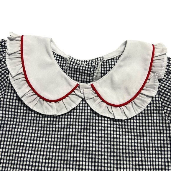 Posh Pickle 18m Navy Gingham Embroidered Cherry Dress - Picture 2 of 6